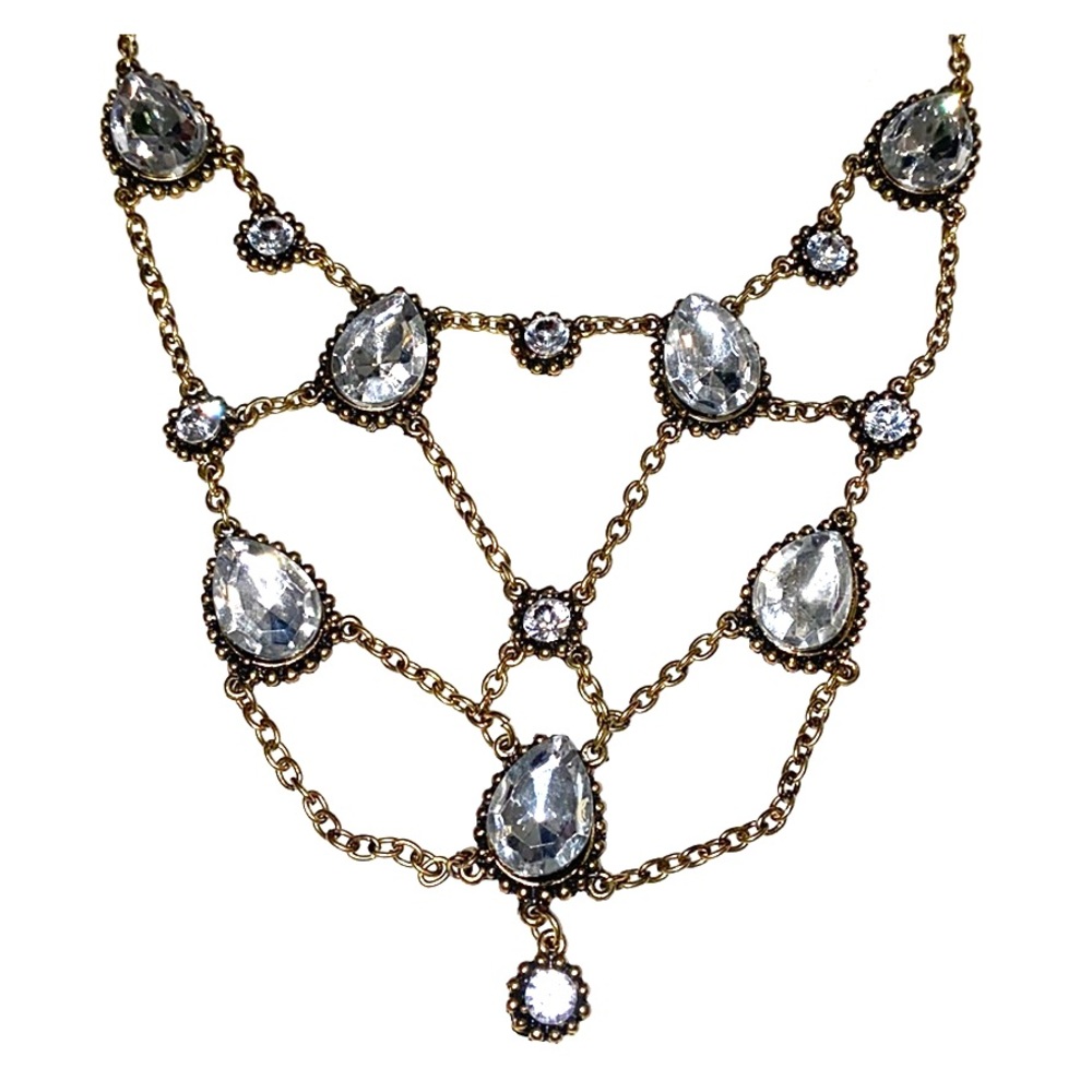 Vintage Crystal Tear dropping Webbed Necklace